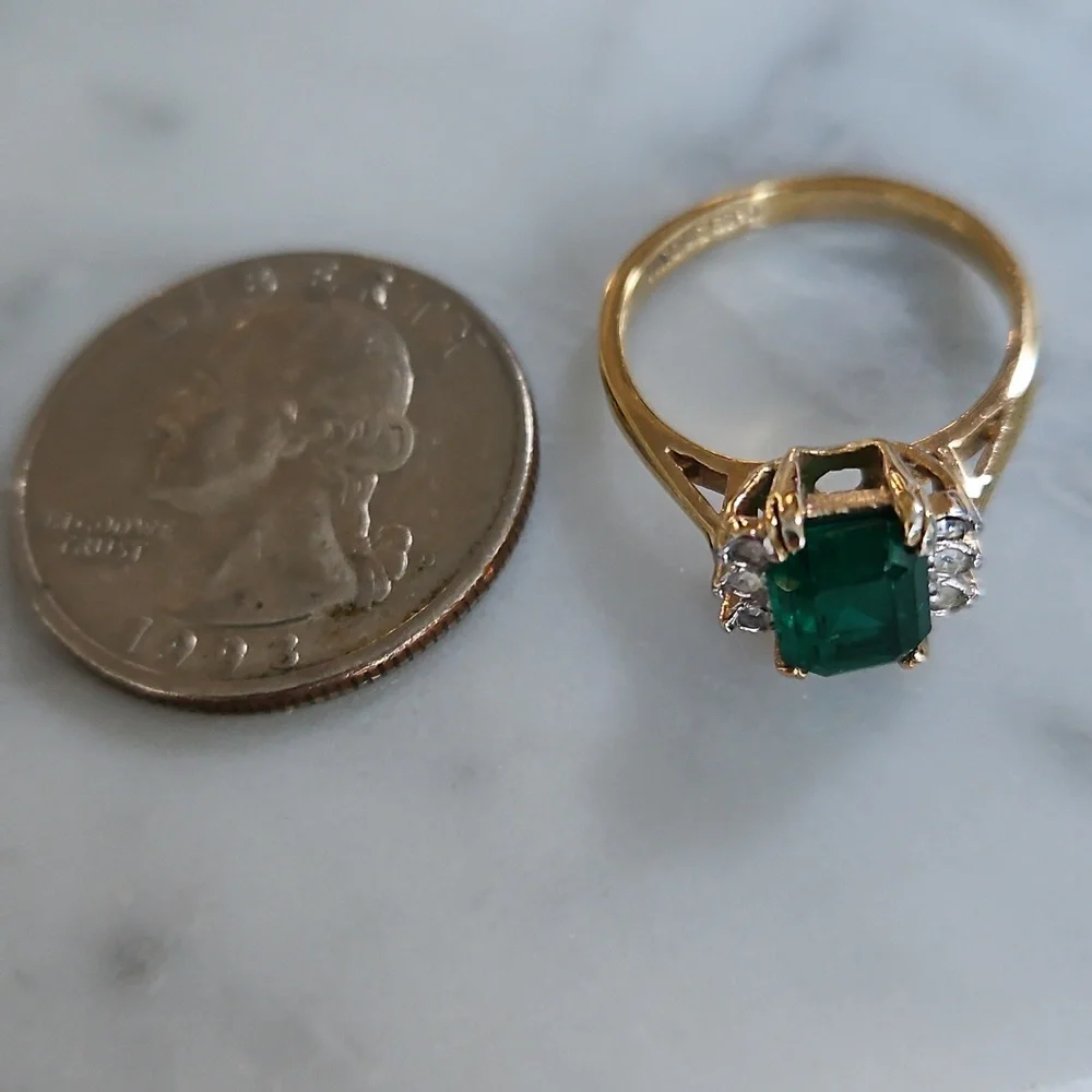 💚HP💚Joseph Esposito Signed CZ 14K Electroplate Matching Ring & Earrings - Picture 6 of 7